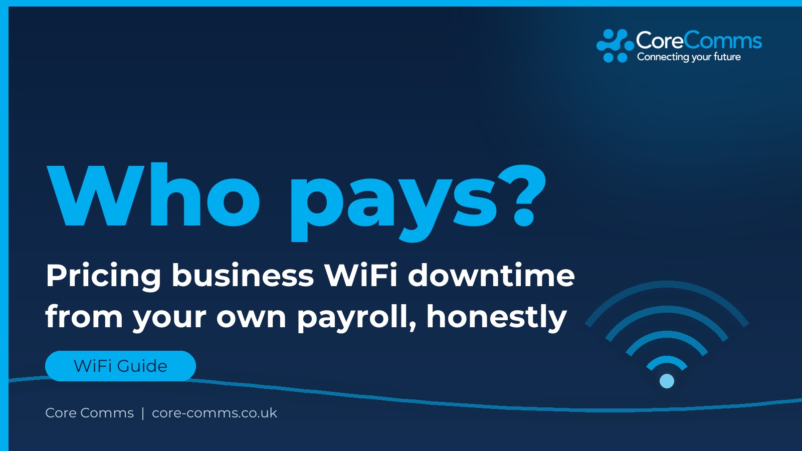 Core Comms branded graphic: the real cost of business WiFi downtime priced from your own payroll